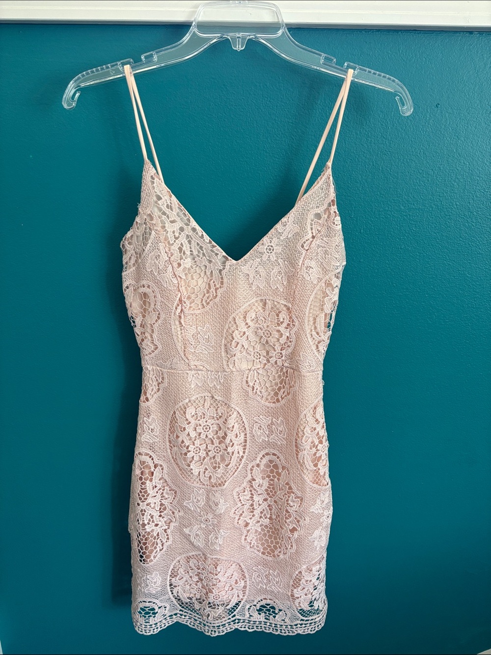 Charlotte Russe Pale Pink Lace Mini Dress